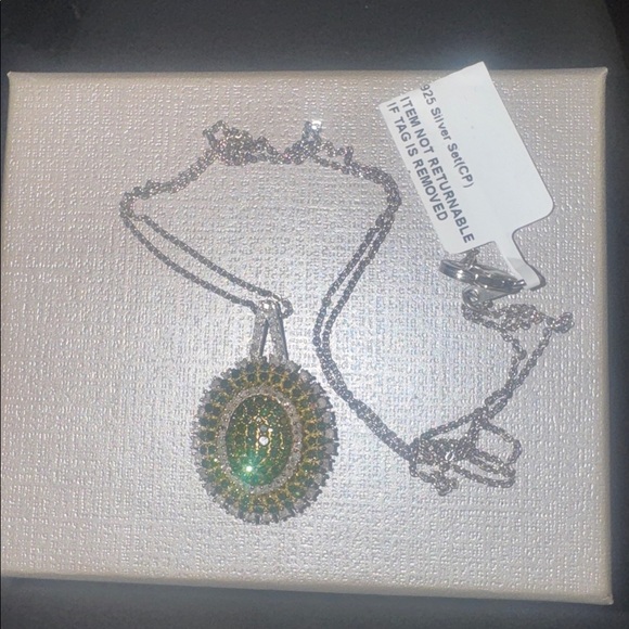 Jewelry - DIAMOND NECKLACE, GREEN AND WHITE, IR), W/18” CHAIN